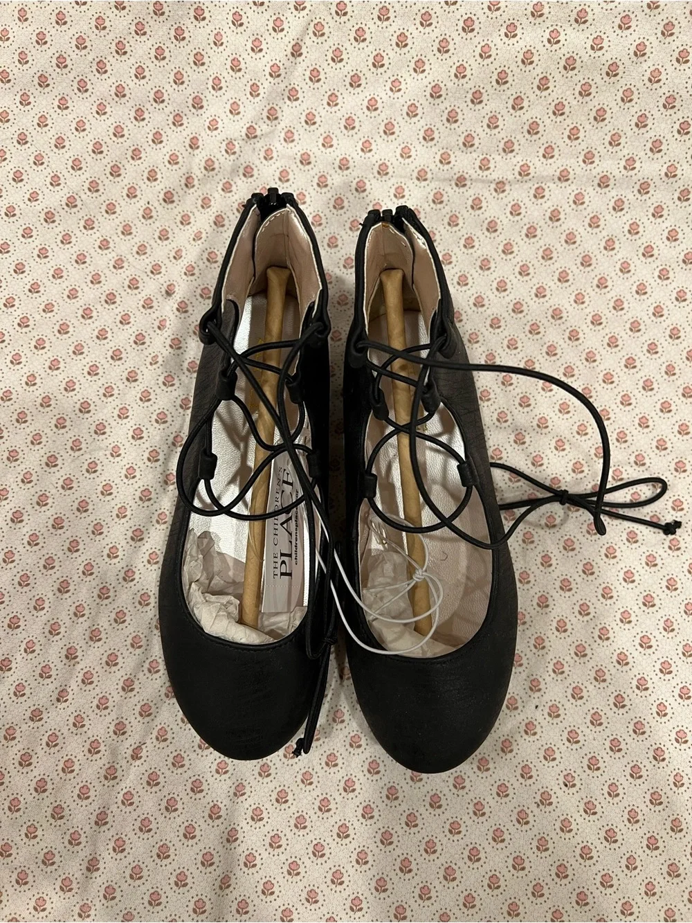 The Children's Place Black Lace-Up Ballet Flats